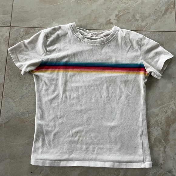 Brandy Melville White T Shirt with Rainbow Design One Size Fits All - Picture 3 of 5